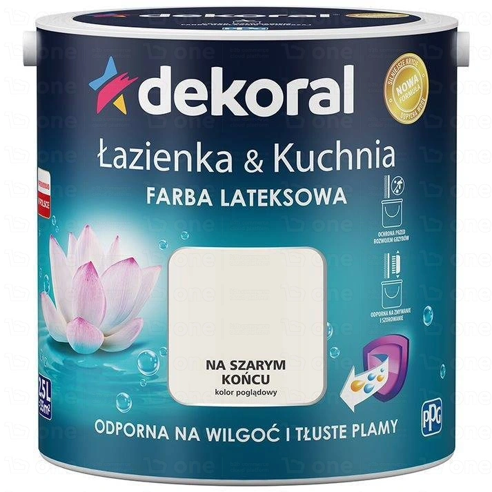 Farba lateksowa Dekoral Łazienka & Kuchnia do kuchni i łazienki na szarym końcu satyna 2,5 l