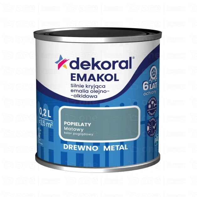 Emalia olejno-alkidowa Dekoral Emakol popielaty mat 0,2 l