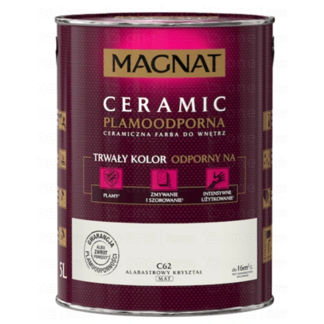 Farba ceramiczna MAGNAT Ceramic do ścian i sufitów alabastrowy kryształ C62 mat 5 l