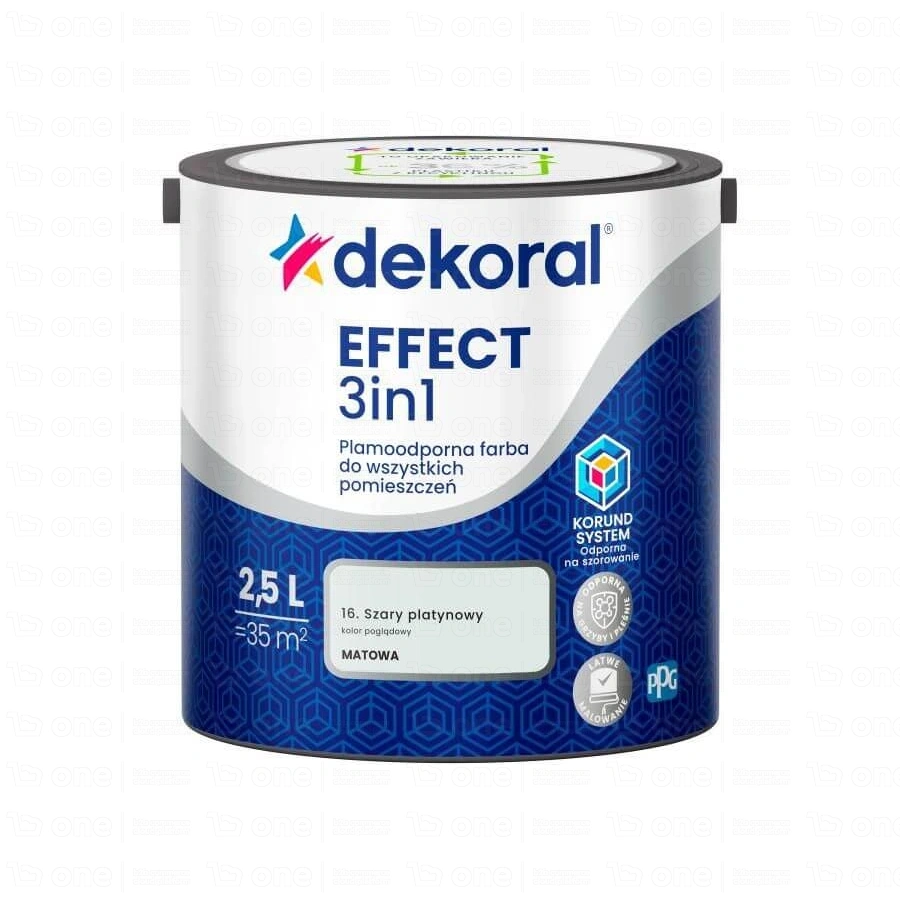 Farba lateksowa Dekoral Effect 3In1 do ścian i sufitów szary platynowy matowy 2,5 l