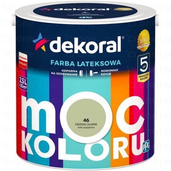 Farba lateksowa Dekoral Moc Koloru do ścian i sufitów drzewo oliwne nr 46 mat 2,5 l