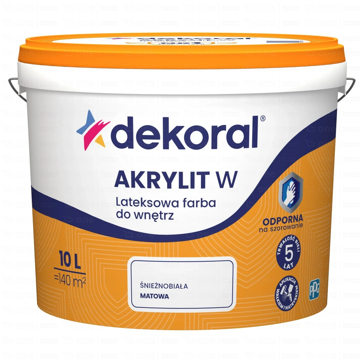 Farba lateksowa Dekoral Akrylit W do ścian i sufitów biała 10 l