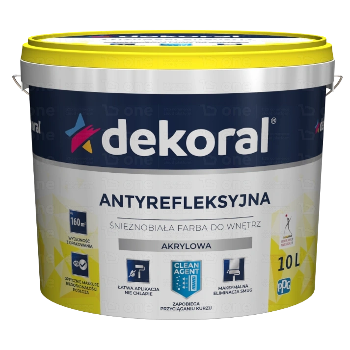 Farba do ścian i sufitów akrylowa Dekoral Antyrefleksyjna śnieżnobiała mat 10 l