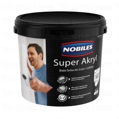 Farba akrylowa Nobiles Super Akryl do ścian i sufitów biały mat okrągłe wiadro 5 l