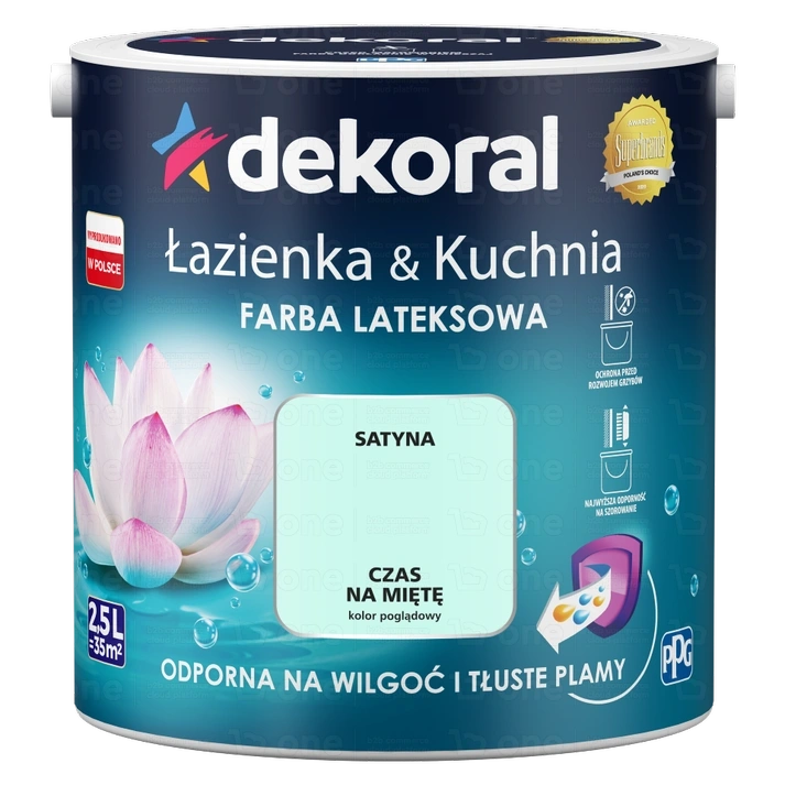 Farba lateksowa Dekoral Łazienka & Kuchnia do kuchni i łazienki czas na miętę satyna 2,5 l