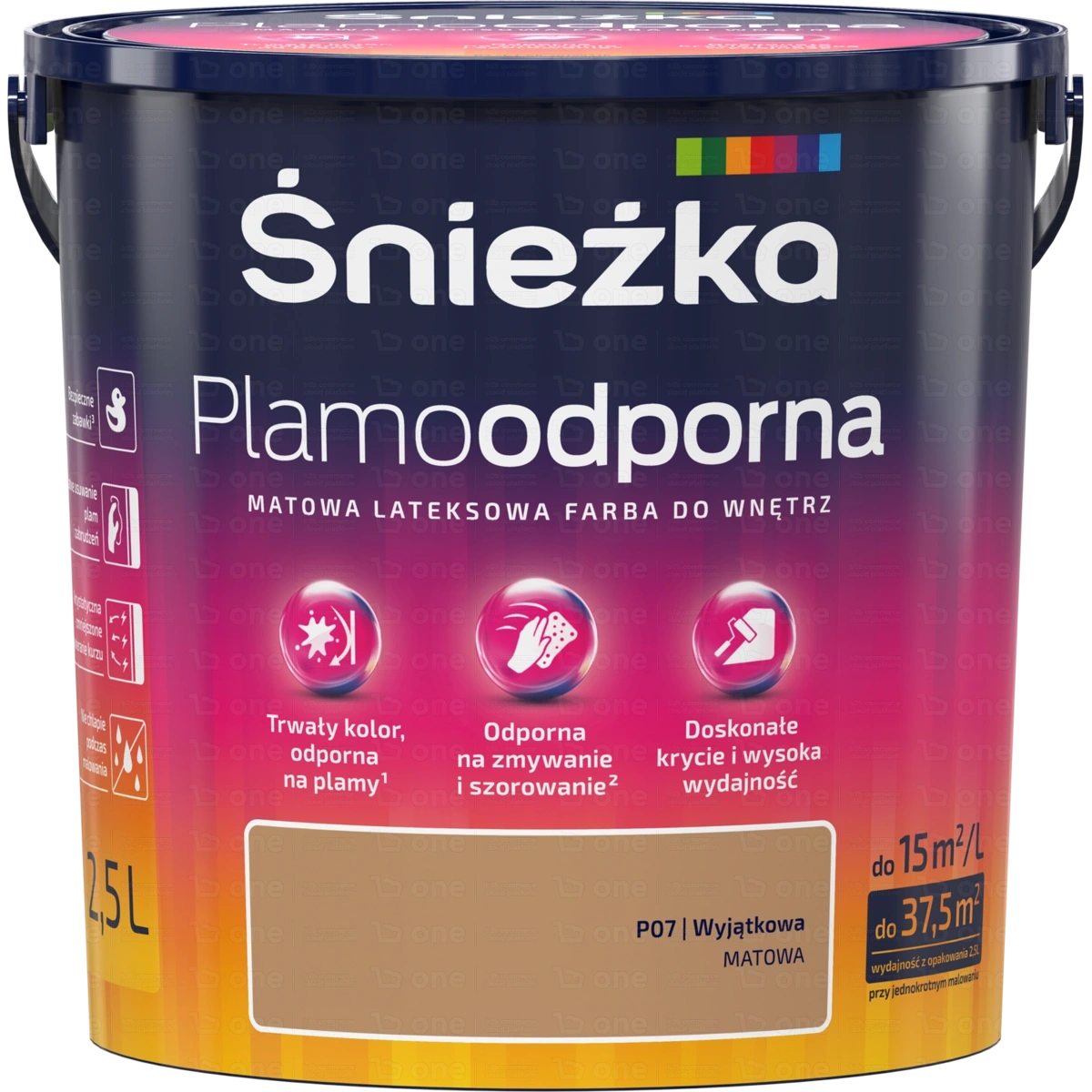 Farba lateksowa Śnieżka Plamoodporna do ścian i sufitów wytworna P25 mat 2,5 l