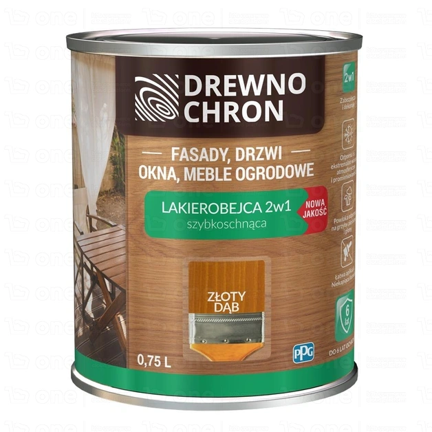 Lakierobejca do drewna Drewnochron 2w1 dąb złoty satyna 0,75 l