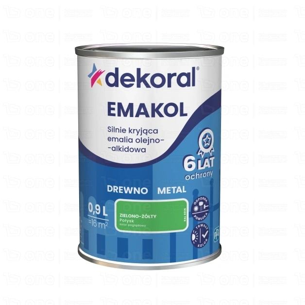 Emalia olejno-alkidowa Dekoral Emakol zielono-żółty RAL 6018 połysk 0,9 l