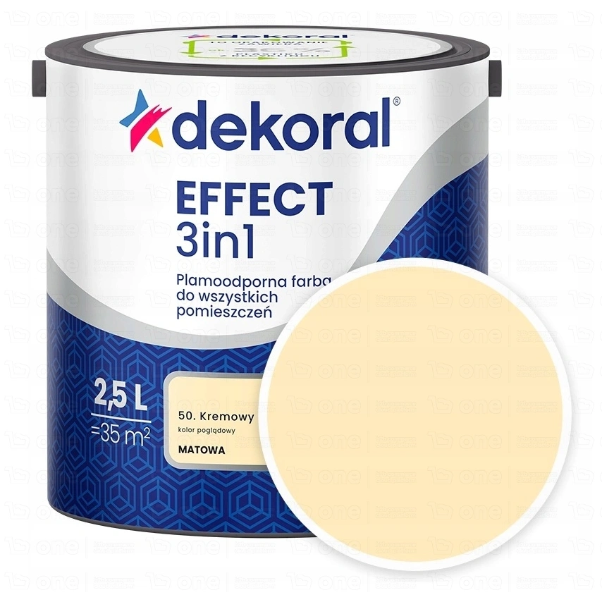 Farba lateksowa Dekoral Effect 3In1 do ścian i sufitów kremowy matowy 2,5 l