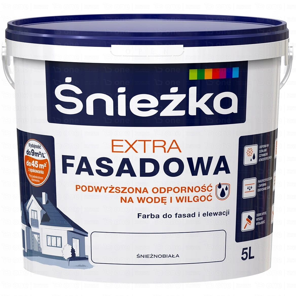 Farba akrylowa Śnieżka Extra Fasadowa do fasad i elewacji śnieżnobiały 5 l