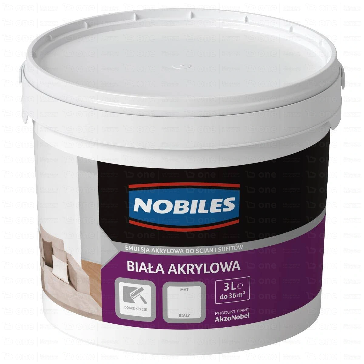 Farba akrylowa Nobiles do ścian i sufitów biała mat 3 l