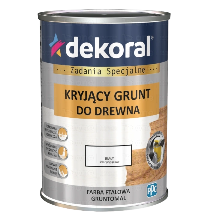 Grunt kryjący DEKORAL Gruntomal do drewna biały 0,9 l