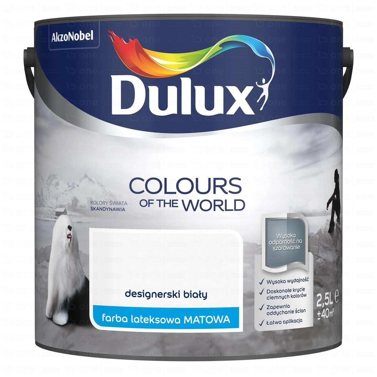 Farba lateksowa Dulux Kolory Świata do ścian i sufitów designerski biały mat 2,5 l