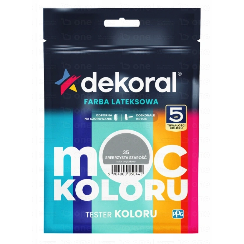 Farba lateksowa Dekoral Moc Koloru do ścian i sufitów tester srebrzysta szarość mat 40 ml