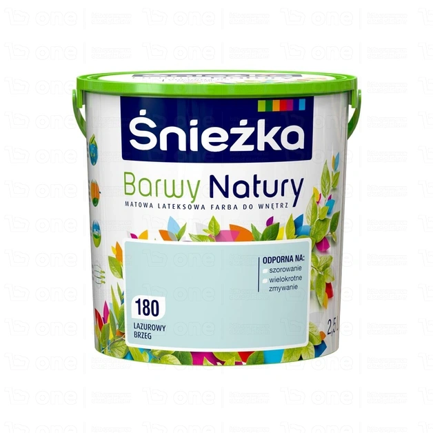 Farba lateksowa Śnieżka Barwy Natury do ścian i sufitów lazurowy brzeg 180 mat 2,5 l