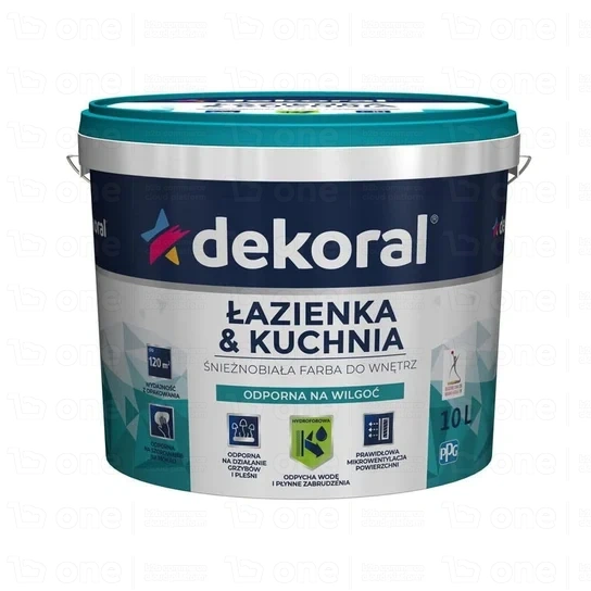 Farba lateksowa Dekoral Łazienka & Kuchnia do kuchni i łazienki MALEINAK PLUS śnieżnobiała 10 l