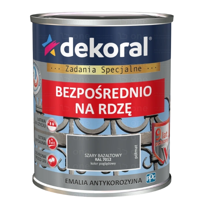 Gruntoemalia do stali DEKORAL EMALIA ANTYKOROZYJNA szary bazaltowy półmat RAL 7012 0,65 l