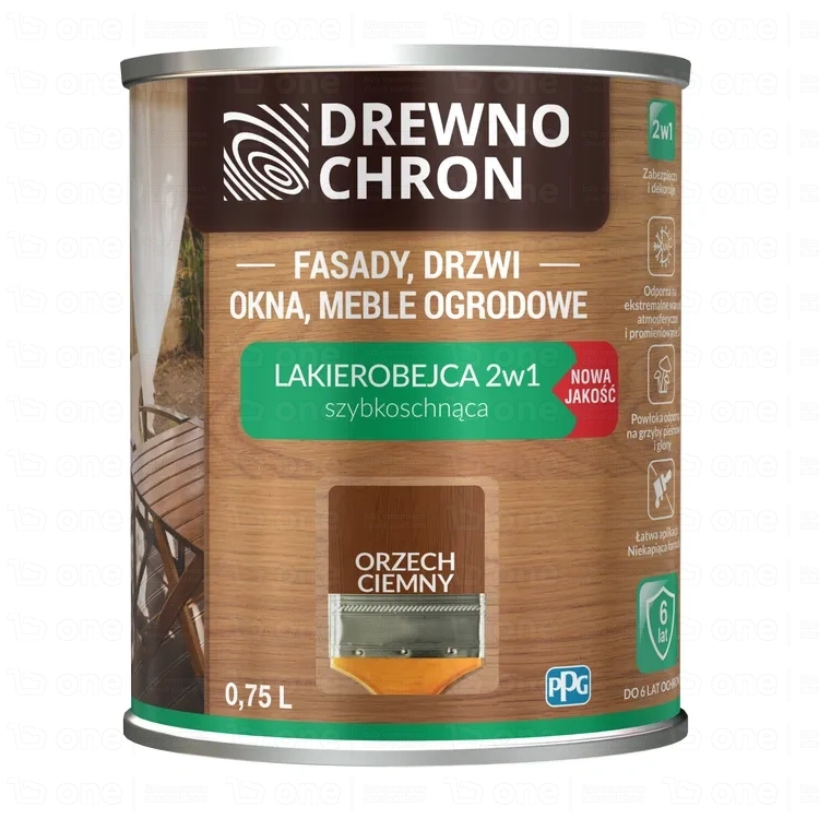 Lakierobejca do drewna Drewnochron 2w1 orzech ciemny satyna 0,75 l
