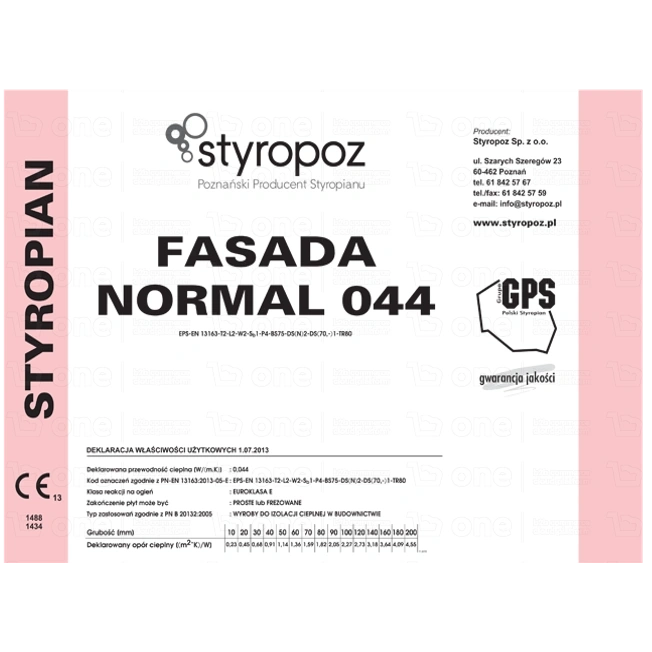Styropian elewacyjny Styropoz Fasada Normal 044 gr. 12 cm 0,30 m3