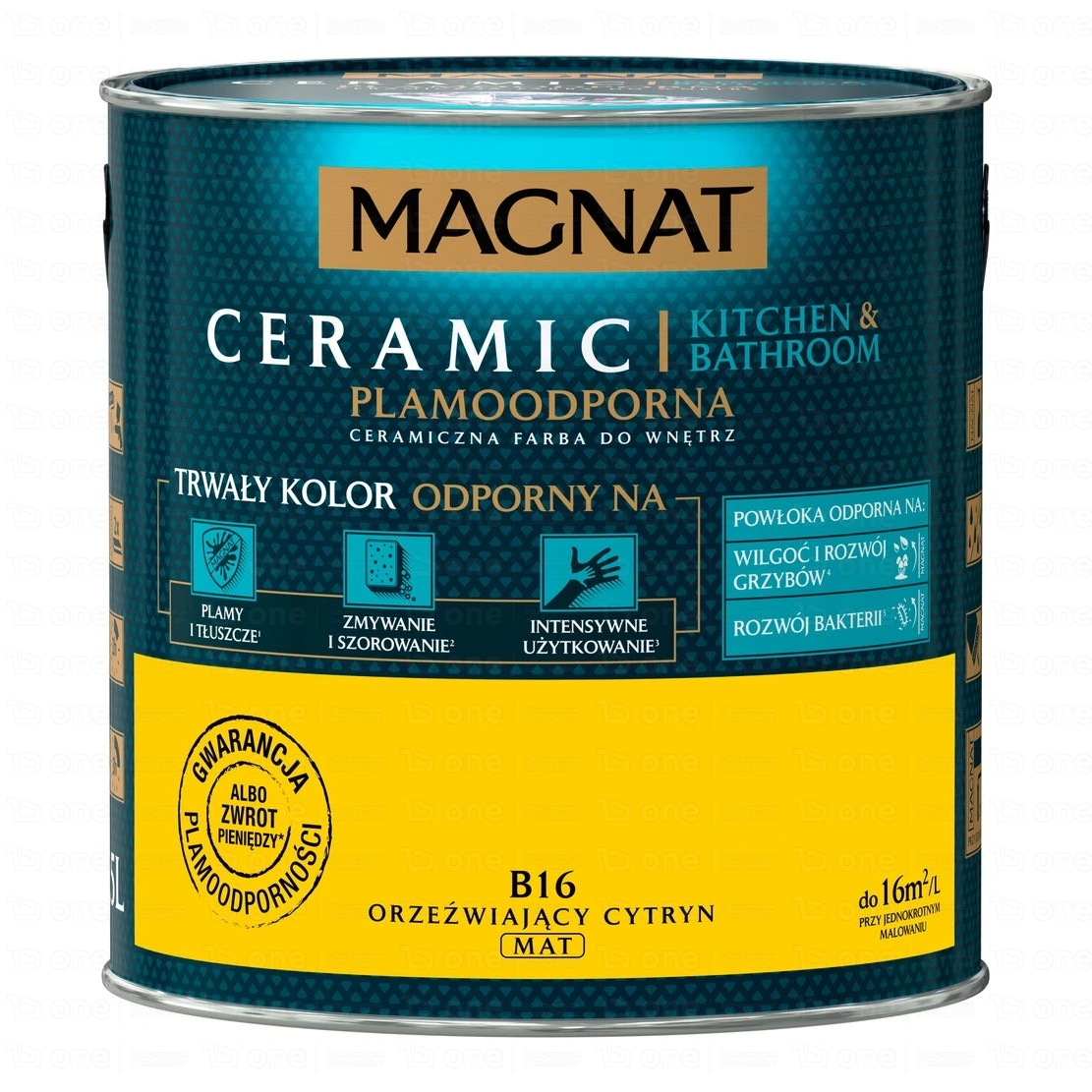 Farba ceramiczna MAGNAT Ceramic Kitchen Bathroom do ścian i sufitów orzeźwiający cytryn B16 2,5 l