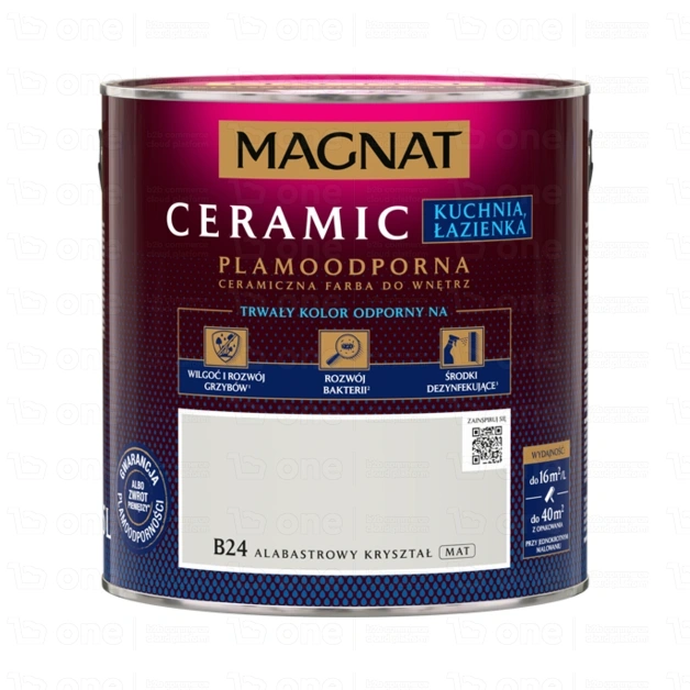 Farba ceramiczna MAGNAT Ceramic do ścian i sufitów Kuchnia Łazienka alabastrowy kryształ B24 2,5 l
