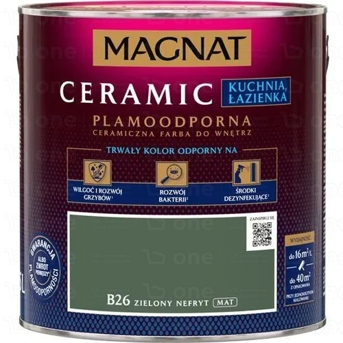 Farba ceramiczna MAGNAT Ceramic do ścian i sufitów Kuchnia Łazienka zielony nefryt B26 2,5 l