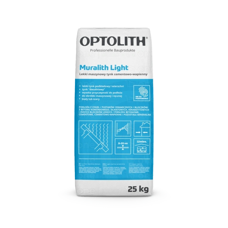 Tynk cementowo-wapienny Optolith Muralith Light szary 25 kg