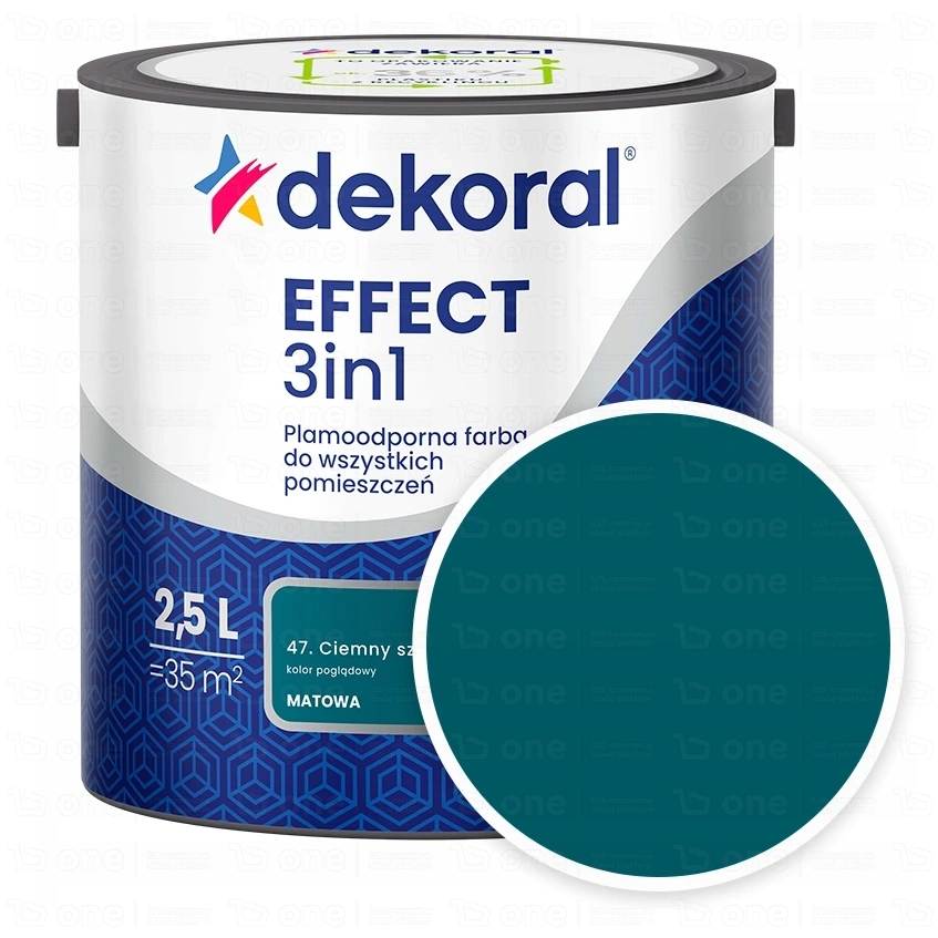 Farba lateksowa Dekoral Effect 3In1 do ścian i sufitów ciemny szmaragdowy matowy 2,5 l