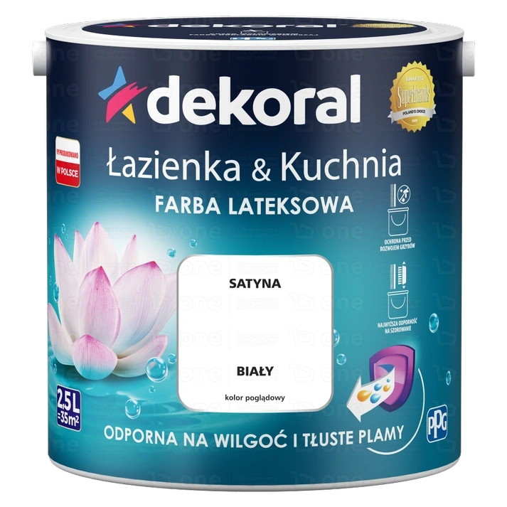 Farba lateksowa Dekoral Łazienka & Kuchnia do kuchni i łazienki biały satyna 2,5 l