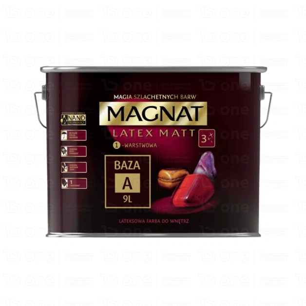 Farba lateksowa MAGNAT Latex Matt do ścian i sufitów baza A mat 9 l