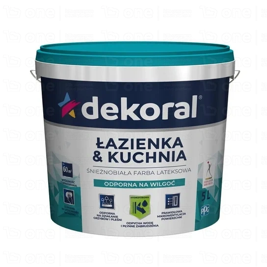 Farba lateksowa Dekoral Łazienka & Kuchnia do kuchni i łazienki MALEINAK PLUS śnieżnobiała 5 l