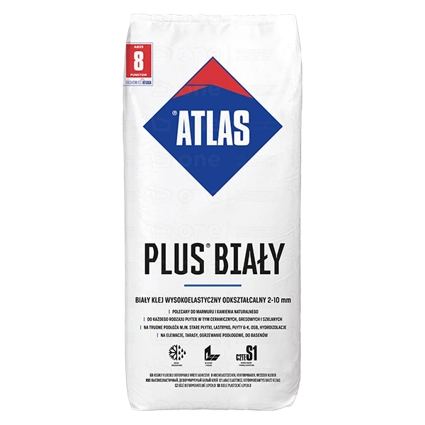 Klej elastyczny Atlas Plus S1 do płytek biały 5 kg