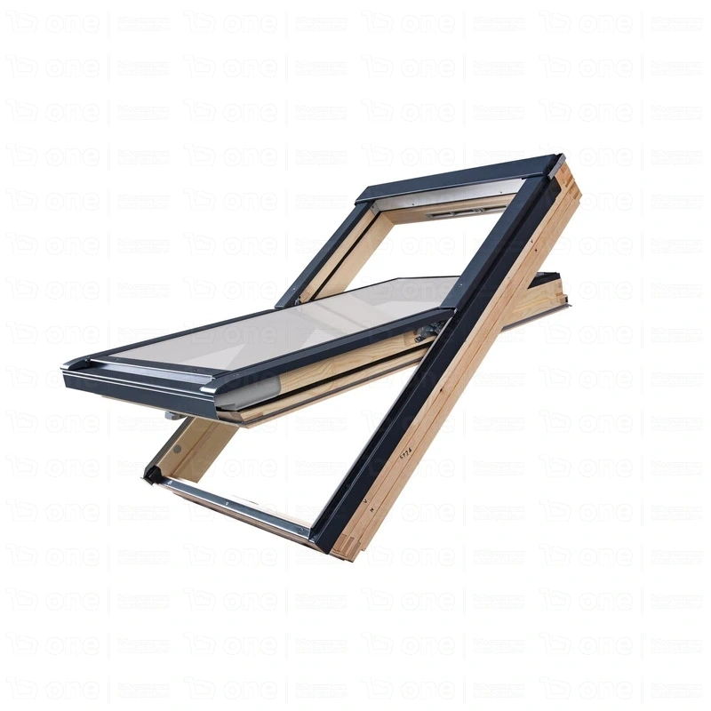 Okno dachowe Fakro FTP-V U41 APMX RAL 7016 94x140 3-szybowe drewniane