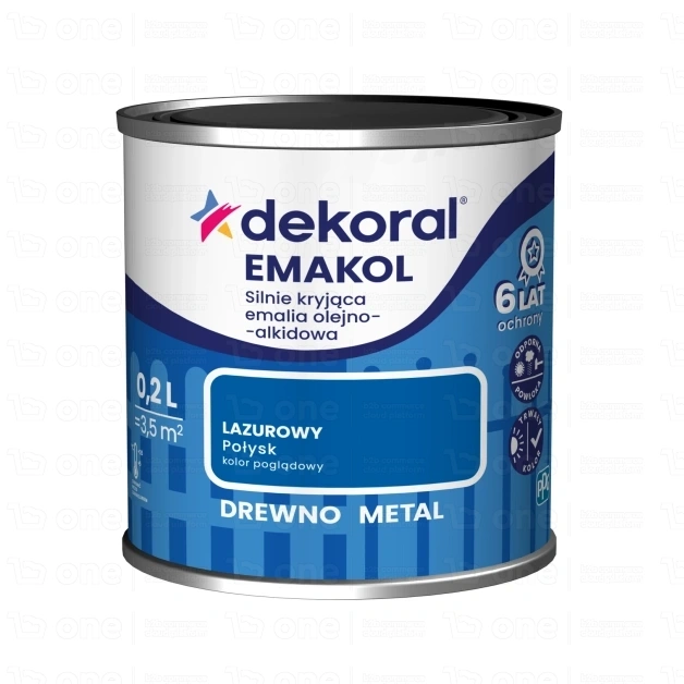 Emalia olejno-alkidowa Dekoral Emakol lazurowy połysk 0,2 l