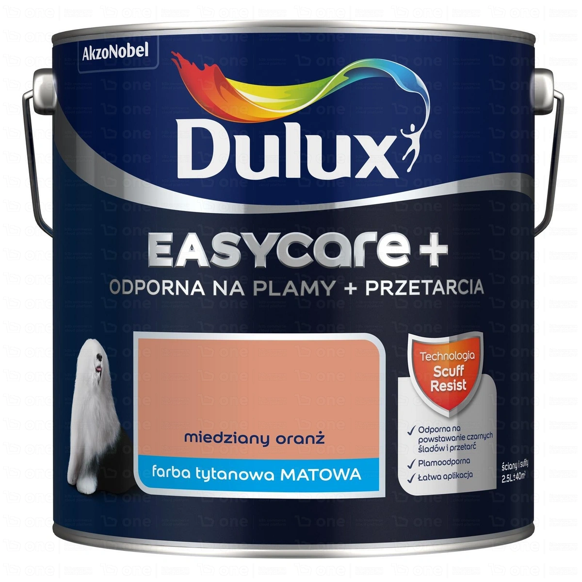 Farba lateksowa Dulux EasyCare+ Plamy+Przetarcia do ścian i sufitów miedziany oranż mat 2,5 l