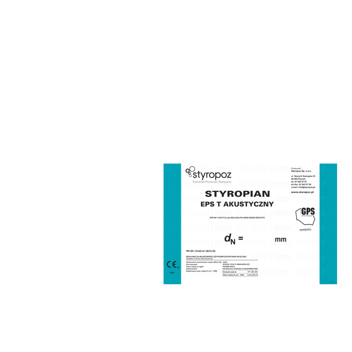 Styropian akustyczny Styropoz Akustic EPS-T 045 gr. 3,3 cm 0,297 m3