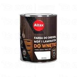 Farba do drewna,MDF i laminatów Altax do wnętrz biały półmat 0,75 l