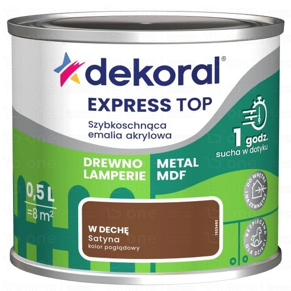 Emalia akrylowa Dekoral EXPRESS TOP do drewna i metalu w dechę satyna 0,5 l