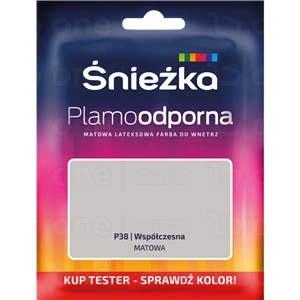 Farba lateksowa Śnieżka Plamoodporna do ścian i sufitów tester wspólczesna P38 mat 30 ml