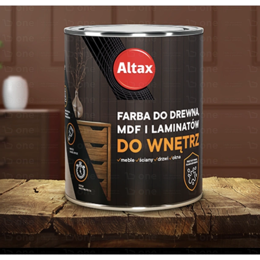 Farba do drewna,MDF i laminatów Altax do wnętrz biały półmat 0,4 l