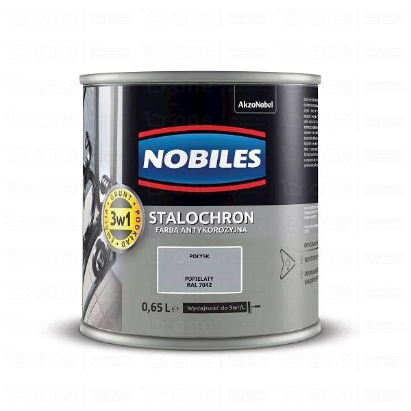 Farba antykorozyjna Nobiles Stalochron popielaty RAL 7042 połysk 0,65 l