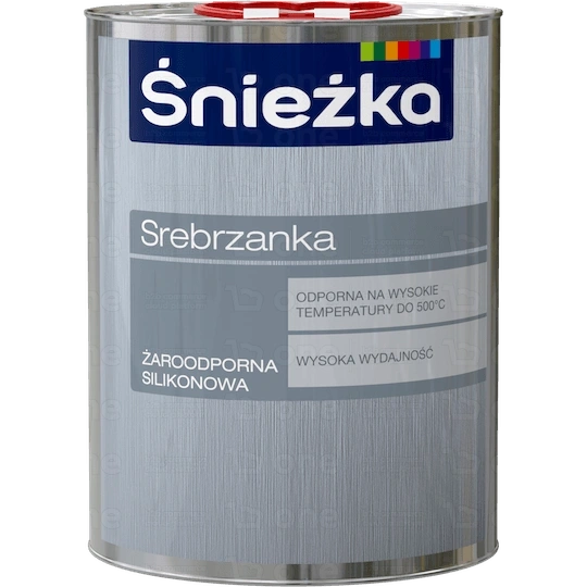 Farba silikonowa Śnieżka Srebrzanka Żaroodporna do metalu srebrna połysk metaliczny 5 l