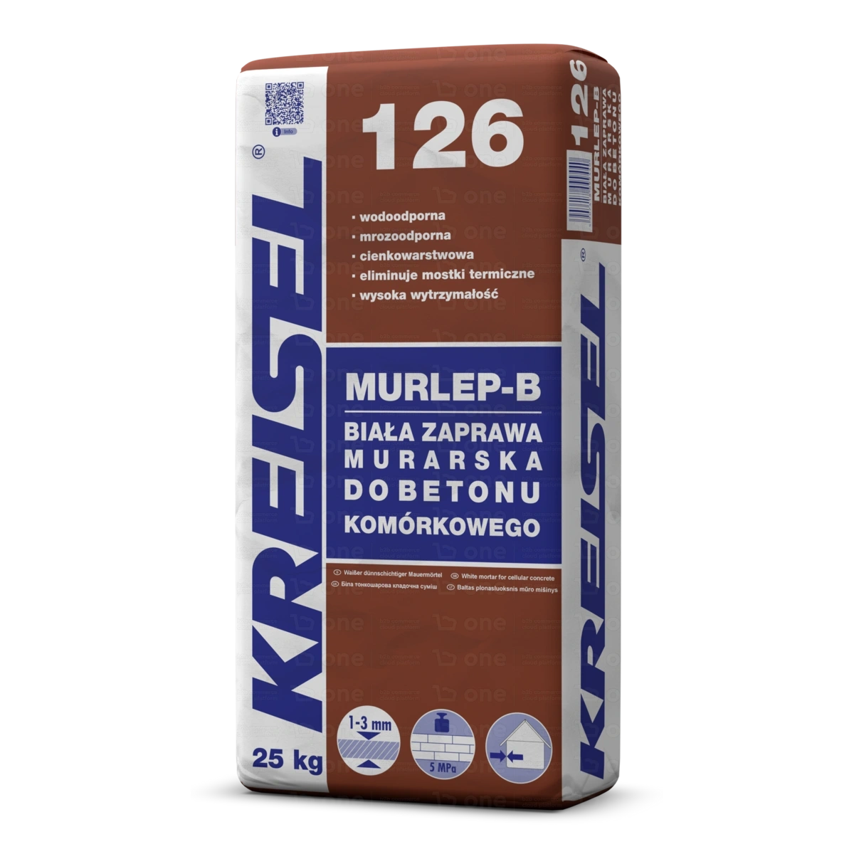 Zaprawa murarska Kreisel MURLEP-B 126 M5 do betonu komórkowego biała 25 kg