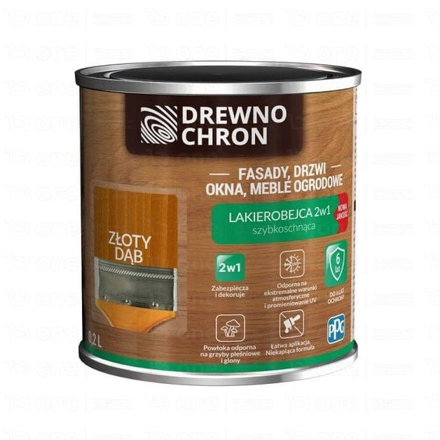 Lakierobejca do drewna Drewnochron 2w1 dąb złoty satyna 0,2 l