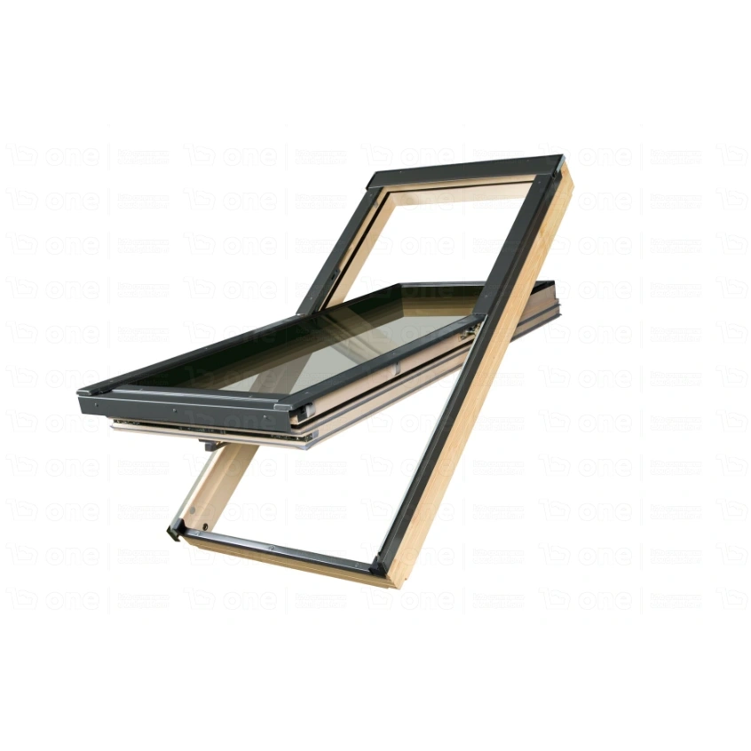 Okno dachowe Fakro FTT U8 Thermo RAL 7022 94x160 4-szybowe drewniane 