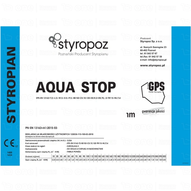 Styropian elewacyjny Styropoz Aqua Stop 036 gr. 3 cm 0,30 m3