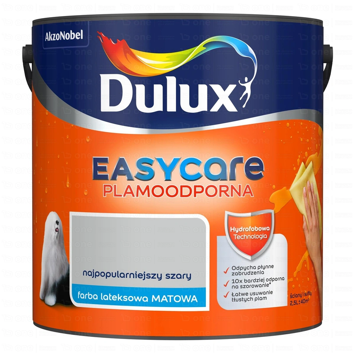 Farba lateksowa Dulux EasyCare do ścian i sufitów najpopularniejszy szary mat 2,5 l
