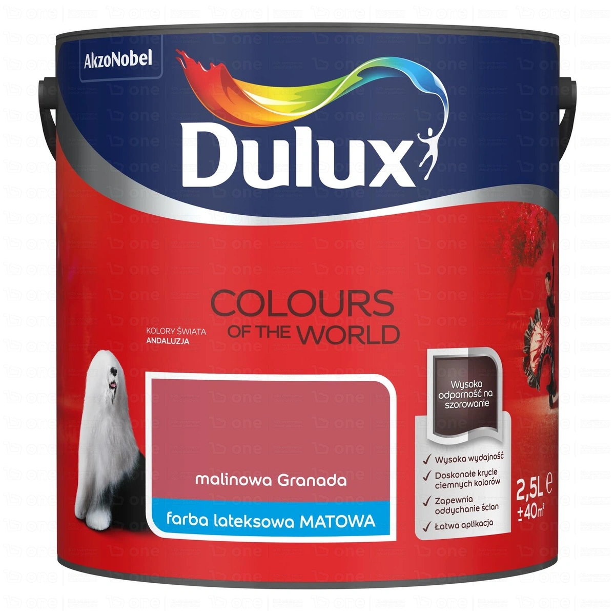 Farba lateksowa Dulux Kolory Świata do ścian i sufitów malinowa granada mat 2,5 l