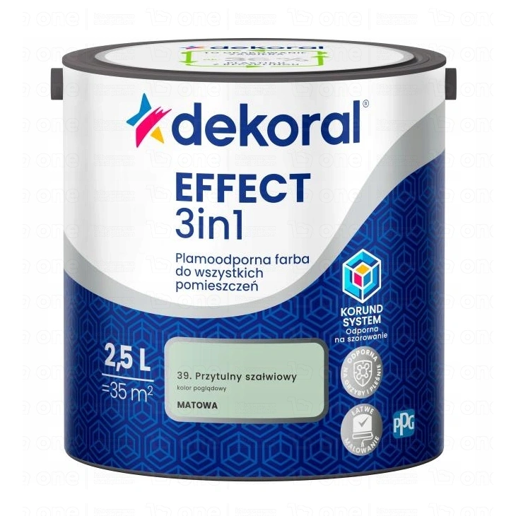 Farba lateksowa Dekoral Effect 3In1 do ścian i sufitów przytulny szałwiowy matowy 2,5 l