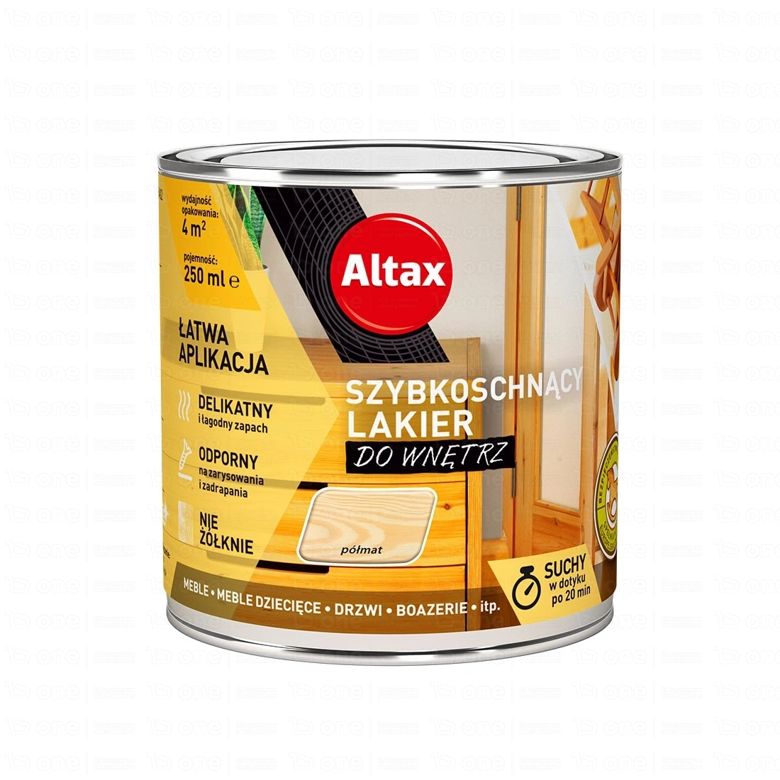 Lakier do drewna Altax szybkoschnący do wnętrz bezbarwny półmat 0,75 l